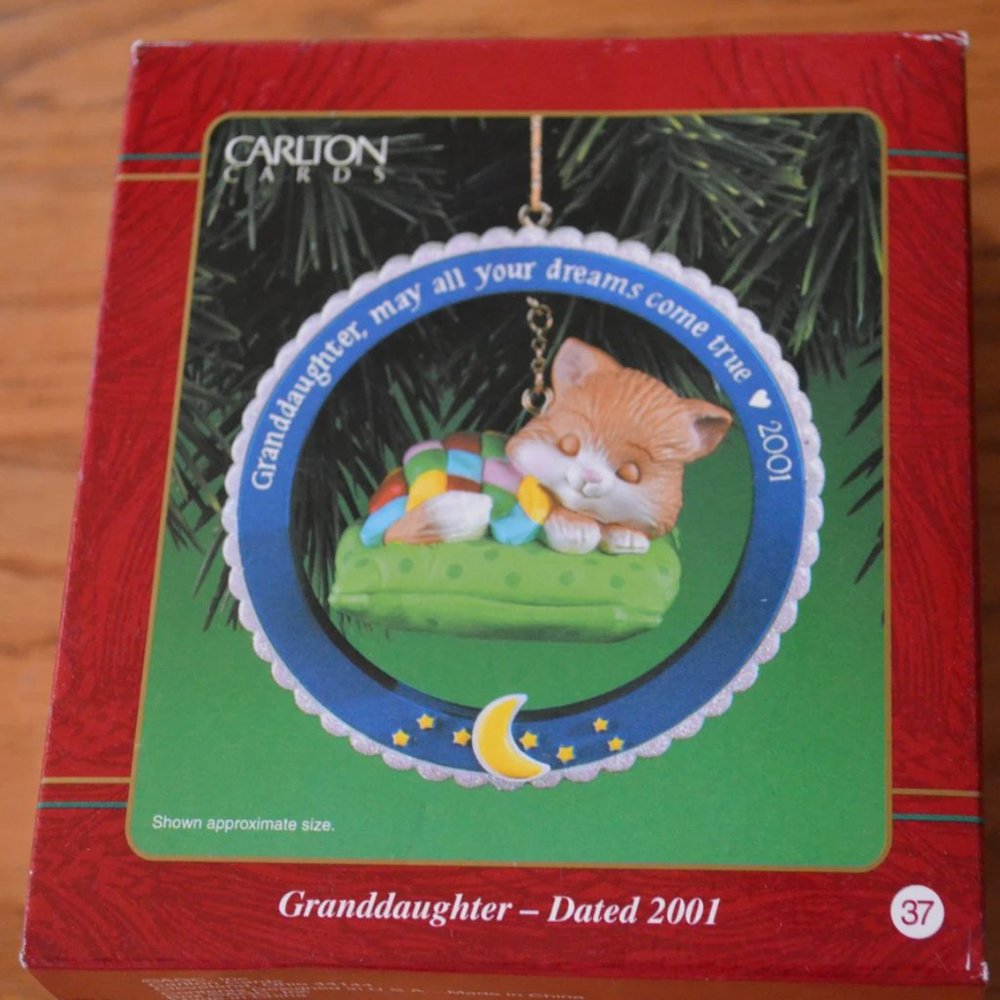 Vintage Carlton Cards Christmas Ornament Granddaughter - Dated 2001